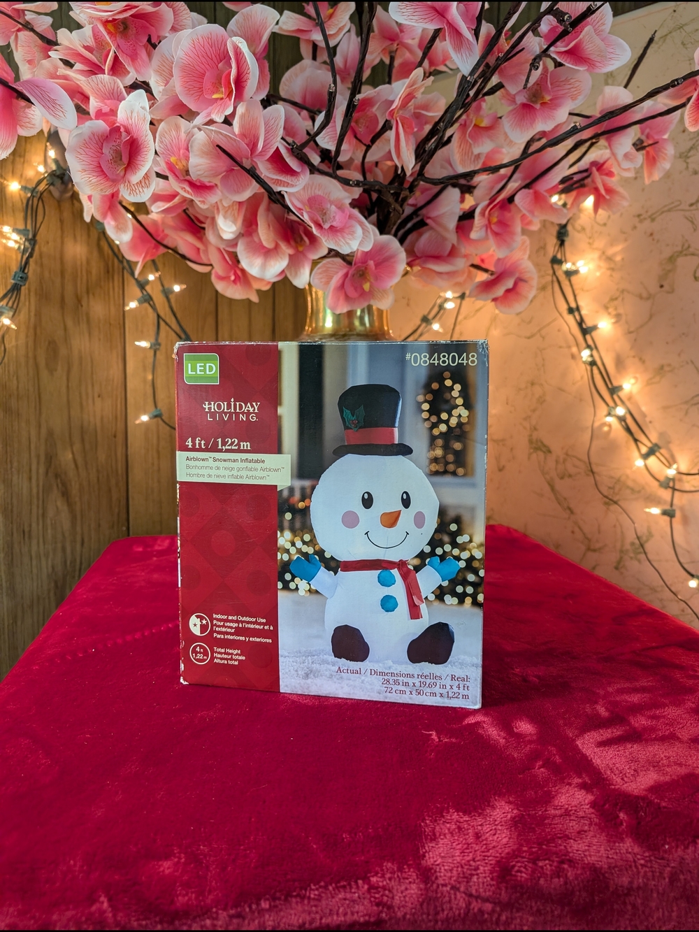 Holiday Living Pink Snowman Inflatable LED Holiday Decor - 4 ft
